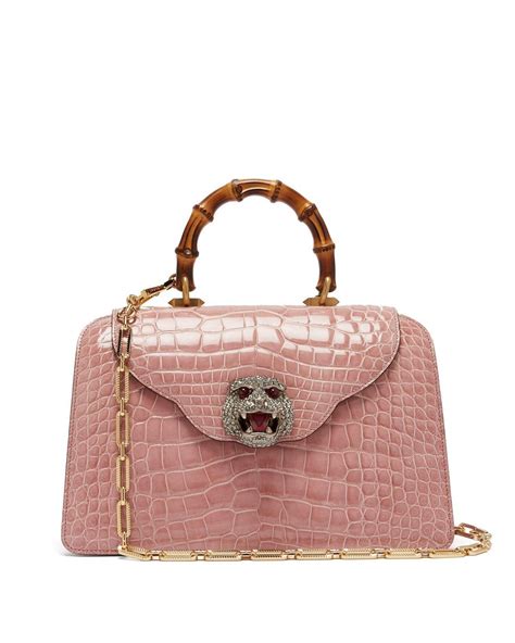 gucci light pink leather bamboo turnlock tote|Gucci bamboo shoulder bag.